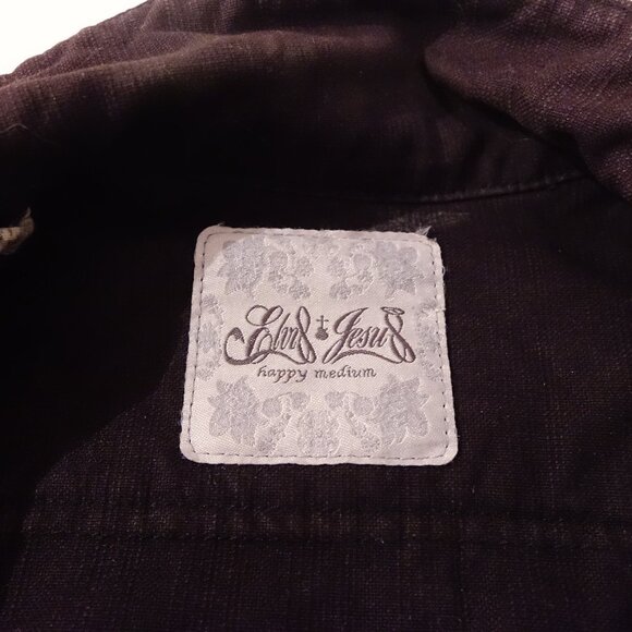 Elvis Jesus Leather Denim Mens Black Medium Biker Jacket - Picture 4 of 16